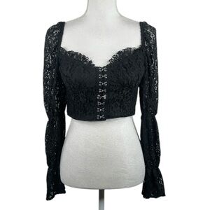 Saint Genies Black Lace Goth Whimsigoth Fairy Grunge Steampunk Gorpcore Top Med